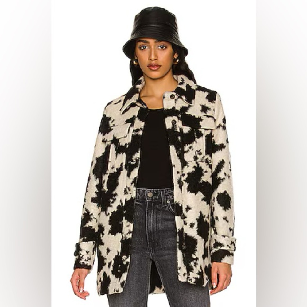 All saints black and white printed jacket